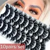 10Pairs 3D Mink Volume Thick False Eye Lashes Wispy Cross Fluffy Extension Eyelashes Extension Beauty Eye Makeup Tools6901992