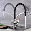 Robinet d'évier de cuisine tout en cuivre, Rotation à 360 °, mélangeur de lavabo à un trou, robinet d'eau