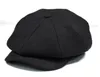 Botvela ull Tweed NewsBoy Cap Herringben Män Kvinnor Klassisk Retro Hat med Mjukt Foder Förare Keps Svart Brun Grön 005 T200104