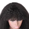 Wigs Ishow Afro Kinky Curly Short Bob Wigs Straight Human Hair Wigs with Bangs Loose Deep Body Peruvian None Lace Wigs Indian Hair Mala