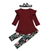 2020 Primavera Outono Kids Clothing Floral Define Pants Meninas longa Slevee Top + Flor + 3pcs Carneiras / set Moda Infantil Vestuário casual