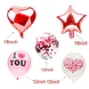 10pcs / Parti Aşk Kırmızı Balon Ball için romantik Yıldönümü Düğün I Love You Balonlar Seti Kalp Balon Sevgililer Günü Hediye Dekorasyon set