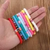 Handgefertigtes Regenbogen-Perlenarmband, bunte Polymer-Ton-Scheibenperlen-Armbänder, Boho-Surf-stapelbares Stretch-Charm-Armband, Schmuck für Frauen und Mädchen