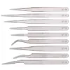 High Quality Green Package ST - 10 11 12 13 14 15 16 17 18 Silver Nipper 1.5mm Stainless Steel Tweezers Repair Tools 120pcs/lot