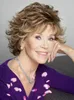 Parrucca senza cappuccio per capelli sintetici a strati ondulati corti di Jane Fonda014483558
