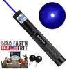 가시 블루 비전 레이저 포인터 펜 10 마일 단일 빔 충전식 블루 라즈 펜 포인터 405NM + 18650 배터리 + 충전기
