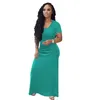 Damen-Maxikleider, kurzärmelig, locker, einfarbig, lässig, lange Kleider, 4 Farben, wählbare Größe (S, M, L, XL, XXL) 6406
