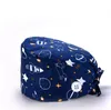 Button scrub cap tecknad sjuksköterska hattar stora tjejer arbete hatt justerbar läkare bouffanta hattar svettband slips tillbaka huvudbonader 29 designer dw5608