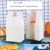 50Pcs/lot White Kraft Paper Bag Toast Bread Packaging Bags With Window Candy Cookie Biscuits Bread Bag Baking Package Gift Bags