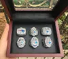 6 stuks Team Champions Kampioenschap Ring Set Met Houten Doos Souvenir Mannen Fan Gift 2020