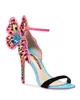 Доставка дамы бесплатная патентная кожа CM High Heel Сплошная бабочка вышит Sophia Webster Open Toe Sandals обувь