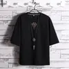 Camiseta masculina verão hip hop tshirt streetwear tops oversized zíper camiseta roupas legal solto punk