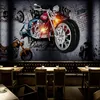 Custom 3D väggmålningar tapeter motorcykel trasig vägg personlighet retro bar ktv restaurang foto affisch dekor väggmålning