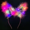 migające nowe uszy z piór 14 światła świeci rok świąteczny pluszowy nakrycie włosów LED sprzedaj uroczą nocną nocną zabawkę LED zabawki