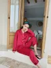 Sälj Print Pyjamas för kvinnor LongSleeved Byxor Ice Silk Pyjamas Casual Home Service Twopiece Suit 4523312