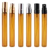 10ml Tom Amber Glass Spray Bottle Små Atomizer Parfymflaskor med Silver / Guld / Black Lid WB2253