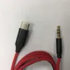 Czerwony kolor Pleciony Metalowy Aux Cablelselep C Mężczyzna do 3.5mm Jack Male Car Aux Audio Adapter Kable do głośnika samochodu Smart Telefon