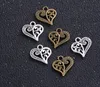 200 stks veel Antiek Zilver brons Zinklegering Liefde Holle Hart Bedels Hangers Metaal voor Sieraden Bevindingen DIY 14x15mm191d