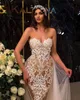 Vestidos De Novia Abiti da sposa a sirena champagne 2021 Abiti da sposa in pizzo con ricami a cuore sexy con strascico in tulle staccabile 279x