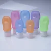 50 PC / porción de 6 colores portátil Mini botella de silicona de viajes Loción Puntos champú Envase de 60 ml 37 ml 89 ml LX2446