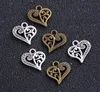 200 stks veel Antiek Zilver brons Zinklegering Liefde Holle Hart Bedels Hangers Metaal voor Sieraden Bevindingen DIY 14x15mm191d