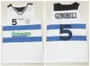 Custom Made # 5 Manu Ginobili Team Argentinië Wit Retro Klassiek Basketbal Jersey Mens Stitched Number and Name Jerseys Maat 2xS-4XL