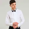 Mäns Klänning Tuxedo med franska manschetter och slips 1/4 "Platser Långärmad Vit Bröllop Cocktail Prom Party Evening Shirt