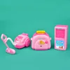 3PCS Children Pretend Play Mini Simulation Appliances Kitchen Toys Pink Light-up & Sound Play House Toy For Kid Educational Gift