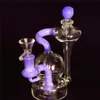 vendita calda 6 "Hookahs Recycler Dab Rig Wax Herb Tobacco Glass Bong Narghilè Oil Rig Tubo dell'acqua