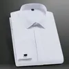 Men's Classic French Cuff Dress Shirts Long Sleeve No Pocket Tuxedo Male Shirt with Cufflinks299Y