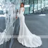 Abito da sposa a sirena vintage di lusso 2021 Abito da sposa con maniche a sbuffo in raso con scollo a cuore Vestido de novia personalizzato