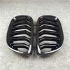 1ペア2-Slat Glossy Black Car Grilles Auto Part for 3シリーズE92 2006-2009オートパーツABSカーボンルック腎臓メッシュグリル