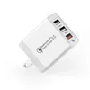 US EU-UK Plug QC3.0 Snabb laddare 3 portar USB AC Home Travel Wall Adapter för MobilePhones, Tablets, Power Banks