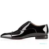 2022 Nya skor Herrbröllopsfest klänning Business Shoes Flat Greggo Mens Flat Patent Leather Oxfords Shoes Black äkta läder