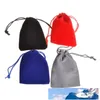 Gris rouge bleu velours velours cordon cadeau bijoux emballage sacs pochettes pour noël/mariage faveur 50 pcs/lot 7x9 cm