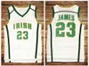 ABD'den Gemi #st Vincent Mary Lisesi İrlanda Basketbol Forması Tüm Dikişli Beyaz Yeşil Sarı Formalar Boyutu S-3XL