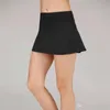 Lu saia curta nova através de cintura alta shorts de yoga feminino sólido esportes ginásio wear calças leggings elástico fitness senhora yoga vestido