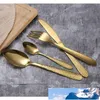 Rostfritt stål Guldkogar Set Spoon Fork Knife Flatware Set Dinner Steak Soup Coffee Ice Cream Spoon Kitchen redskap