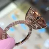 New Ladies Ring Rose Gold Big Square Cubic Zirconia Jewelry Party Wedding Vintage Finger Rings For Men And Women5572683