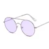 Lunettes de soleil Vintage Round Femmes Double Bridge Design Female Color Color Alloy Mirror Street Beat Shopping OCULOS14141213