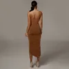 Etekler Seksi Draestring Bölünmüş Etek Rahat Yüksek Bel Toprağı Renk Uzun 2021 Varış Moda Kadın Giyim1