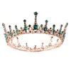 Grüner Kristallrhinestone-Tiara und Krone de Noiva Braut-runder Königin-Diadem-Kopfschmuck-Hochzeits-Brauthaar-Schmuck-Zusätze LB Y22969