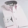 Deepocean Men's White Shirt Men's Longeeve韓国のダブルカラーシャツスリムフィットコットンビジネスワーク1198g