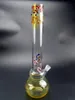 18 pouces jaune bécher en verre Bong Dab Rigs conduites d'eau narguilés forme unique Bongs tige bol