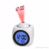 LED-projektionsklocka Talking Alarm Voice Clock Digital Tid Temperatur Display Vit / Svart Färger 80 * 80 * 100mm Partihandel LZ0435