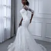 Robes de mariée sirène manches longues robes de mariée dentelle appliques grande taille 2 4 6 8 10 12 14 16 18 20 22 24