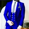 Op maat gemaakte One Button Groomsmen Peak Revers Bruidegom Tuxedos Mannen Past Bruiloft / Prom / Diner Best Man Blazer (jas + Broek + Tie + Vest) W294