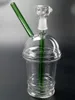 Bangs d'eau en verre clair S / M / L Starbucks Cup Bang en verre Green Inline Tube Dab Rigs Hookahs pour Shisha Chicha