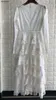 Kvinnor Sexig Deep Vneck Layers Ruffles Party Dress 2020 Self Portrait Summer Hollow Out Lace Long Sleeve Maxi Cake Dress SXXL11160064