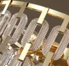 Den nya designkristallglaset ljuskrona Lyxig guld LED-ljuskronor Hängande lampor Ljusbelysning för vardagsrumsdekoration